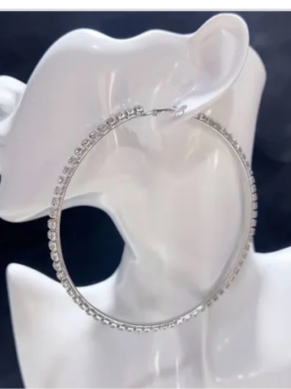 Rhinestone crystal Pave’ Hoop Earrings Brand New in bag w Top latch closure